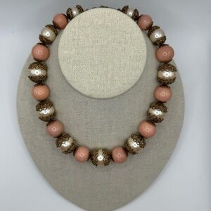 CAROLEE Pinkish Coral Faux Pearl Gold-tone Necklace NWT Nordstrom